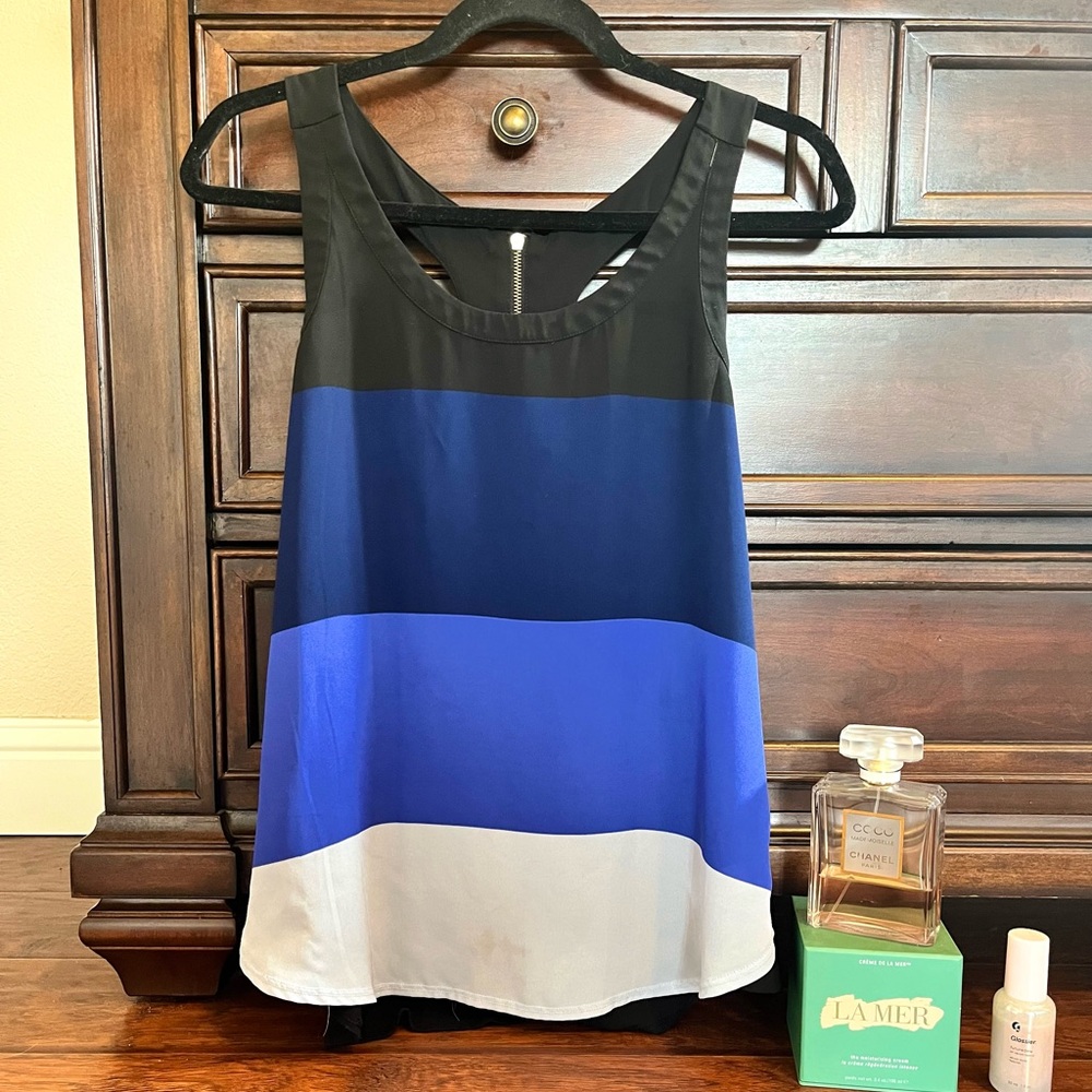 Express Blue/Black Striped Tank Top